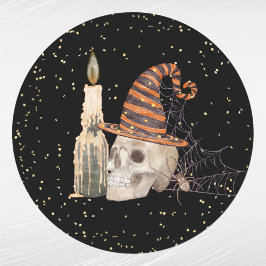 Adesivo Redondo Vela Web do Skeleton Spider Halloween