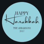 Adesivo Redondo Velas de Feriado Moderno Feliz Hanukkah<br><div class="desc">Personalize o texto personalizado acima. Você pode encontrar itens de coordenação adicionais na nossa coleção "Modern Happy Hanukkah Candles".</div>