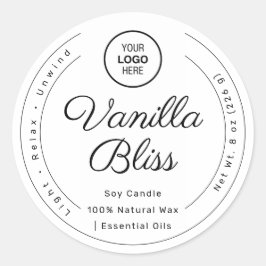 Adesivo Redondo Velas de Soja Artesanais Rótulo Minimalista Preto