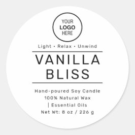 Adesivo Redondo Velas de Soja Artesanais Rótulo Minimalista Preto 