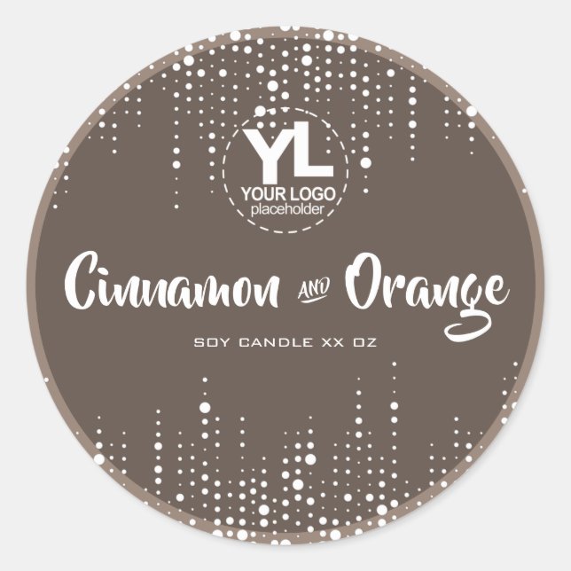 Adesivo Redondo Velas de soja Castanho com chuva gotejante (Frente)