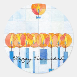 Adesivo Redondo Velas de suspensão de Hanukkah