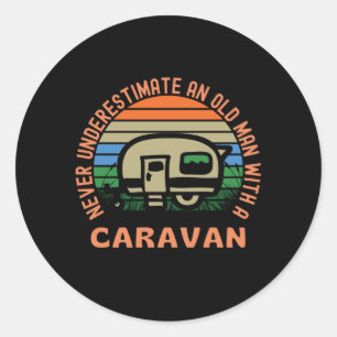 Adesivo Redondo Velho Caravana Engraçado Caravana
