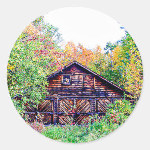 Adesivo Redondo Velho Celeiro na Queda