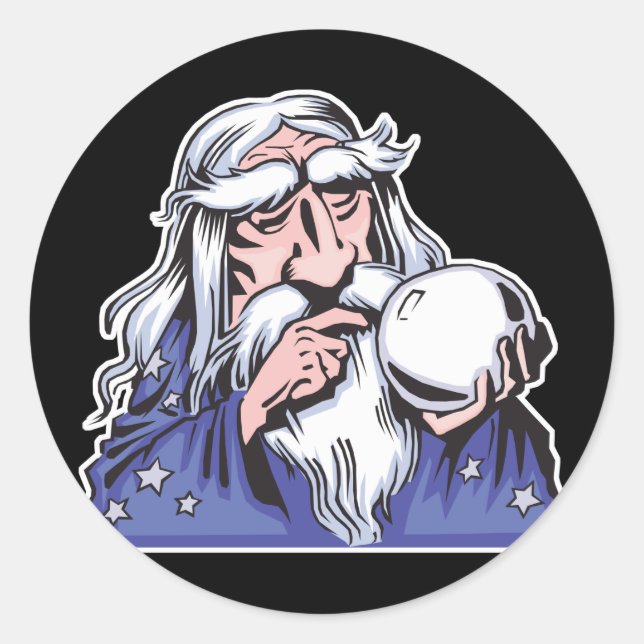 Adesivo Redondo velho mago branco merlin (Frente)