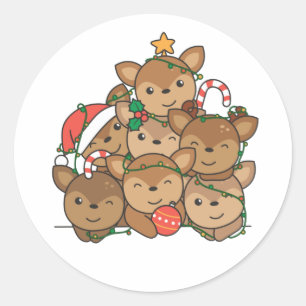 Adesivo Redondo Velho Natal Árvore Engraçado Natal