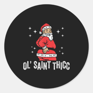 Adesivo Redondo Velho Papai Thicc, engraçado Papai Noel retrô Twer
