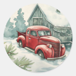 Adesivo Redondo Velho Red Truck Natal