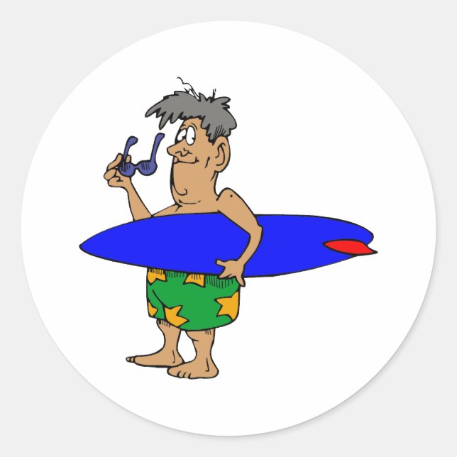 Adesivo Redondo Velho Surfer Dude (Frente)