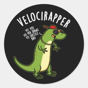 Adesivo Redondo Veloci-rapper Piada de Dinossauro Divertida Fundo 