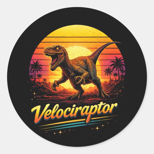 Adesivo Redondo Velociraptor (Frente)