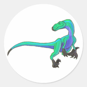 Adesivo Redondo Velociraptor, a velocidade alta Predator.Version 3