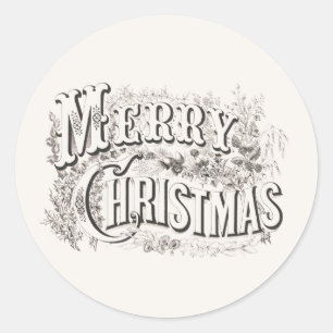 ADESIVO REDONDO VELOPE SINALIZADOR: VINTAGE MERRY CHRISTMAS
