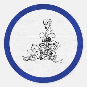 Adesivo Redondo Veludo azul, casamento preto do Flourish