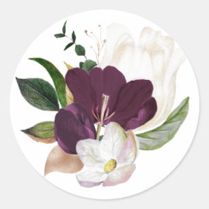 Adesivo Redondo Veludo Floral Ameixa Escura