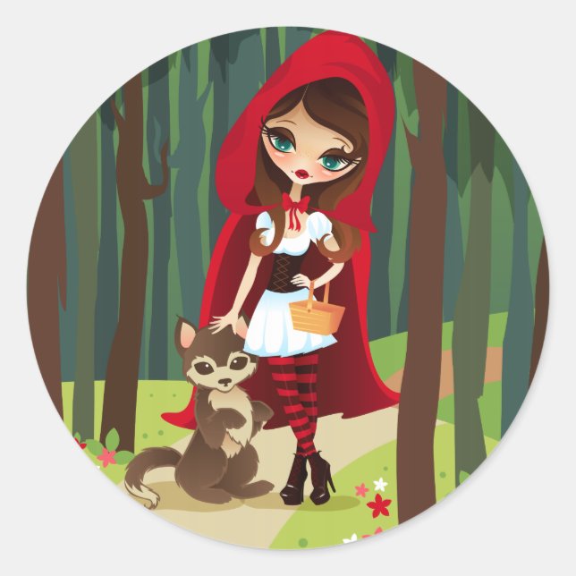 Adesivo Redondo Velusa Red Riding Hood (Frente)