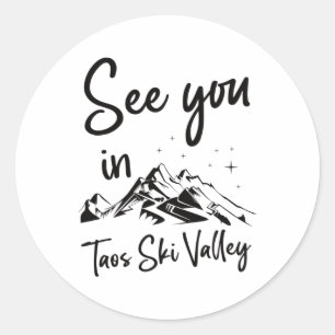 Adesivo Redondo Vemo-Nos Em Taos Ski Valley Usa A Caminhar De Féri