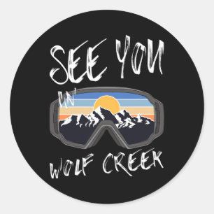 Adesivo Redondo Vemo-Nos Em Wolf Creek Usa Vacinação Esqui Óculos