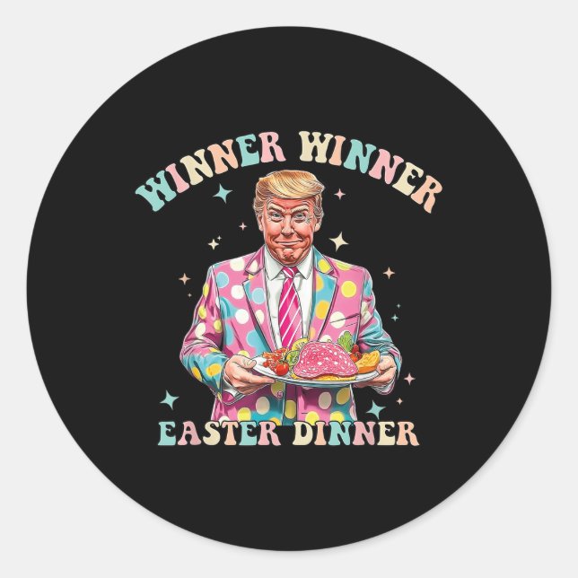 Adesivo Redondo Vencedor da Páscoa Jantada Trump Easter Bunny Tru (Frente)