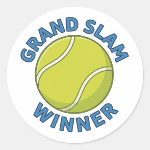 Adesivo Redondo Vencedor do Grand Slam Bola de Tênis Campeão Espor