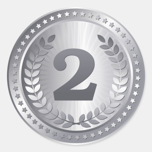 Adesivo Redondo Vencedor do segundo da medalha de prata (Frente)