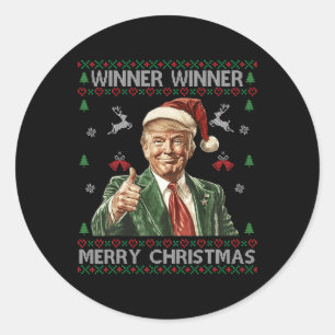 Adesivo Redondo Vencedor vencedor Merry Christmas Trump Papais noe