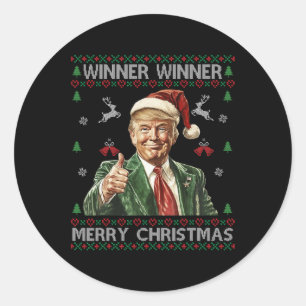 Adesivo Redondo Vencedor vencedor Merry Christmas Trump Papais noe