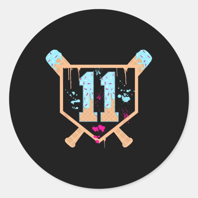 Adesivo Redondo Vende o garoto de aniversário do 11 de Sorvete de  (Frente)