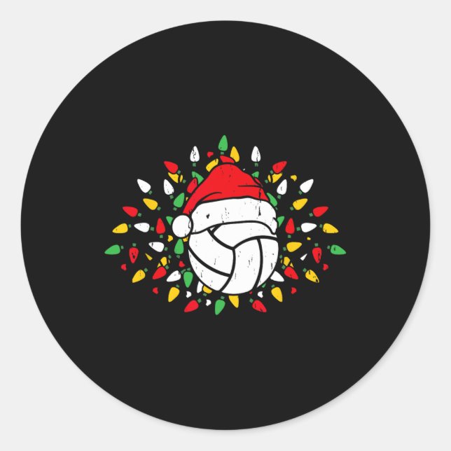 Adesivo Redondo Vendedores de Voleibol Santa Hat no Natal Presente (Frente)
