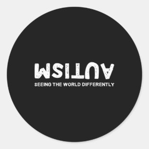 Adesivo Redondo Vendo O Mundo Diferente Do Autismo De Cabeça Para 