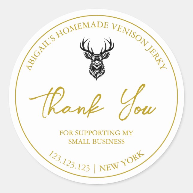 Adesivo Redondo Veneno simples caseiro Jerky Obrigado Rótulo (Frente)