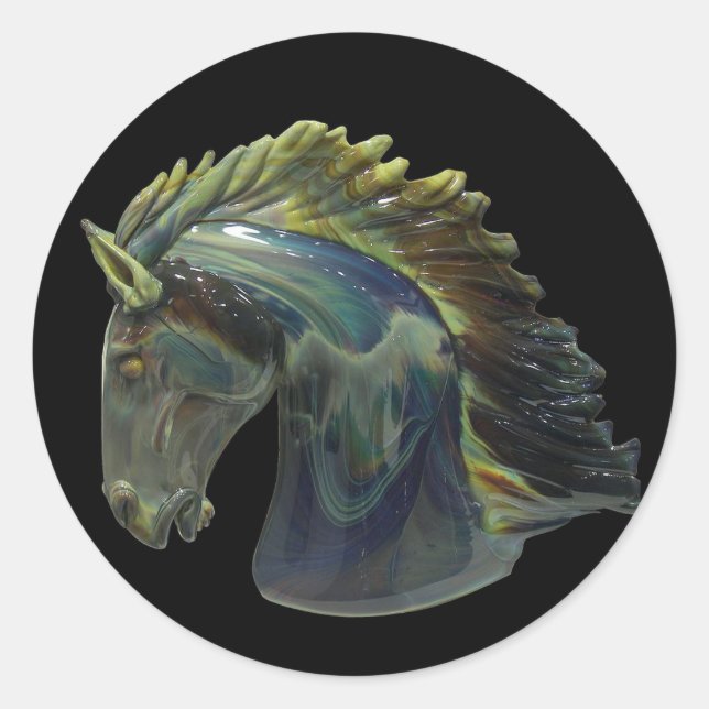 Adesivo Redondo Venetian Murano Glass Horse (Frente)