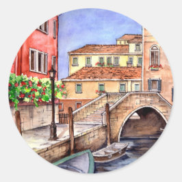 Adesivo Redondo Veneza - Caneta e Wash Watercolor
