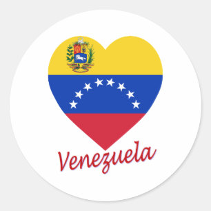 Adesivo Redondo Venezuela Flag Heart