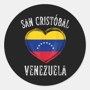 Adesivo Redondo Venezuela Flag Heart San Cristobal City
