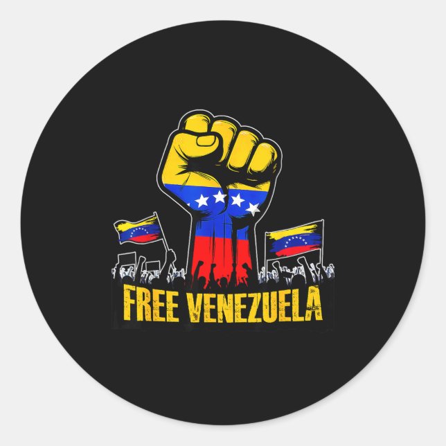 Adesivo Redondo Venezuela Flag Venezuela Libre 2026  (Frente)