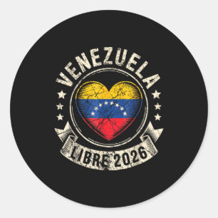 Adesivo Redondo Venezuela Livre 2026 Bandeira do Coração da Venezu