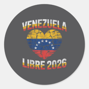 Adesivo Redondo Venezuela Livre 2026 Bandeira do Coração da Venezu
