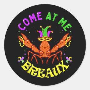 Adesivo Redondo Venha Para Mim Crawfish Miçangas Engraçadas Mardi