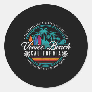 Adesivo Redondo Venice Beach California Sandy Beaches Break Wav