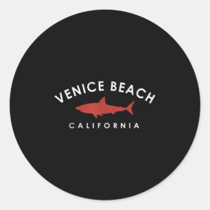 Adesivo Redondo Venice Beach California Shark Vack Souvenir Vi