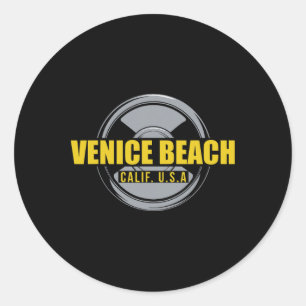 Adesivo Redondo Venice Beach California Usa Gym Bodybuilding Worko
