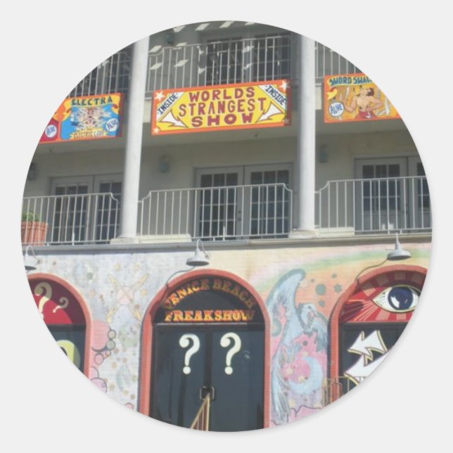 Adesivo Redondo Venice Beach Freak Show (Frente)