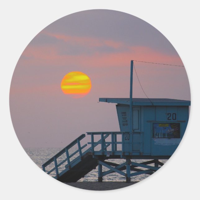 Adesivo Redondo Venice Beach Sunset (Frente)