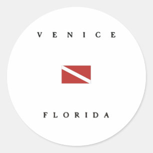 Adesivo Redondo Venice Florida Scuba Dive Flag