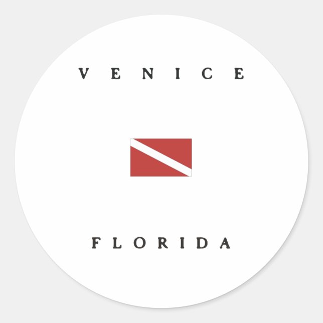 Adesivo Redondo Venice Florida Scuba Dive Flag (Frente)