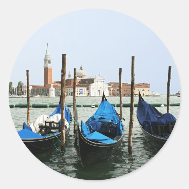 Adesivo Redondo Venice gondolas (Frente)