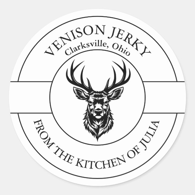 Adesivo Redondo Venison Jerky Label (Frente)
