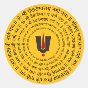 Adesivo Redondo Venkateswara Namah mantra circular Tilak design