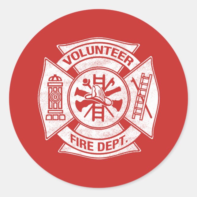 Adesivo Redondo Ventilador de bombeiros vermelho (Frente)